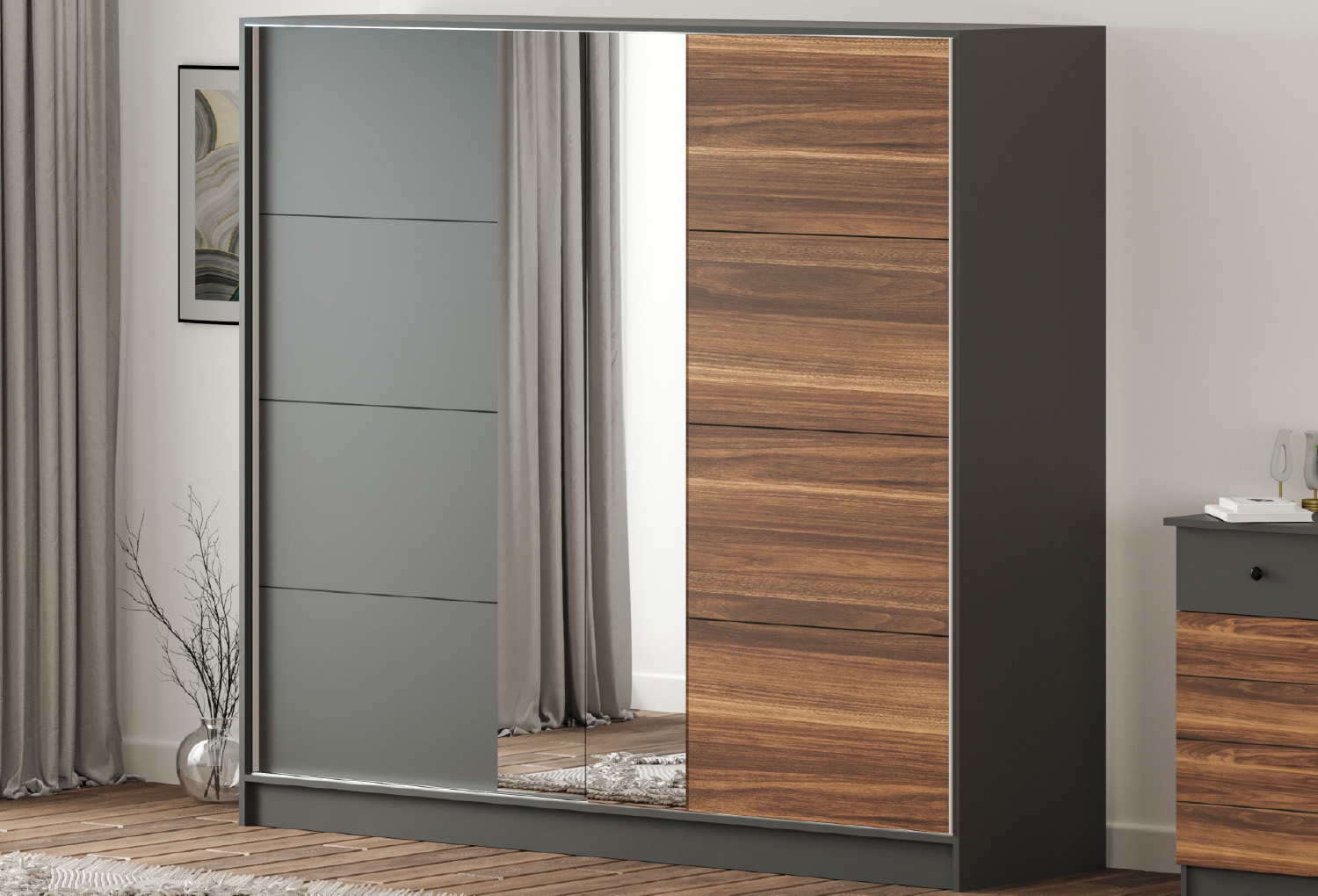 Prestij Paris Sliding-Door Mirrored Mega Wardrobe