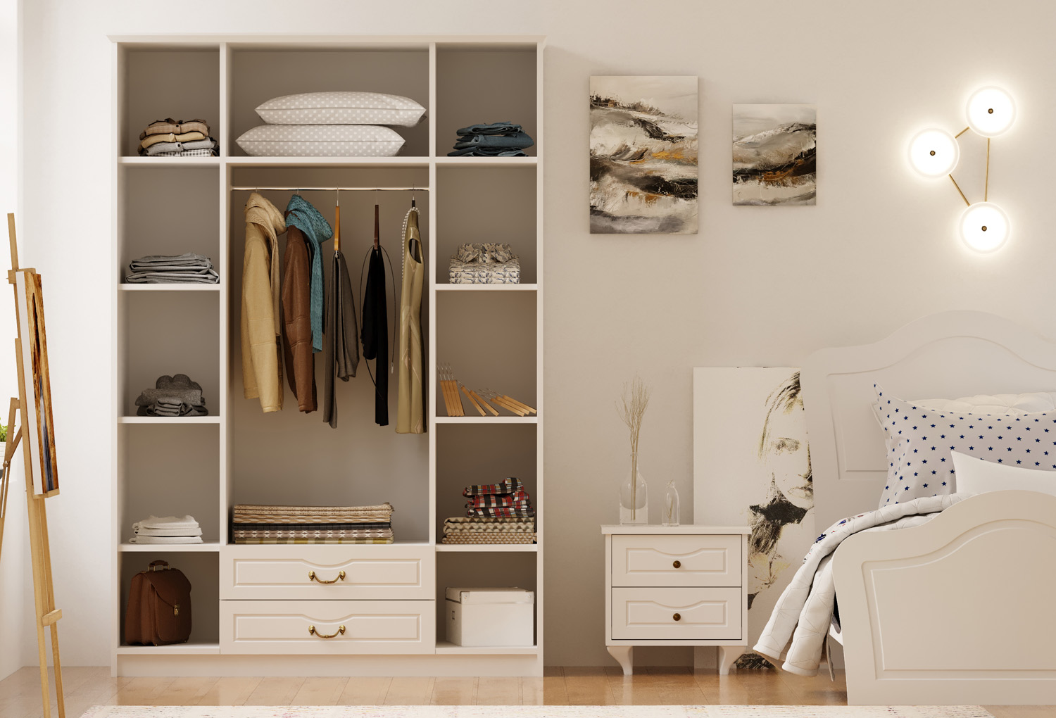 Yağmur Country 4 Door, 2 Drawer Mega Wardrobe
