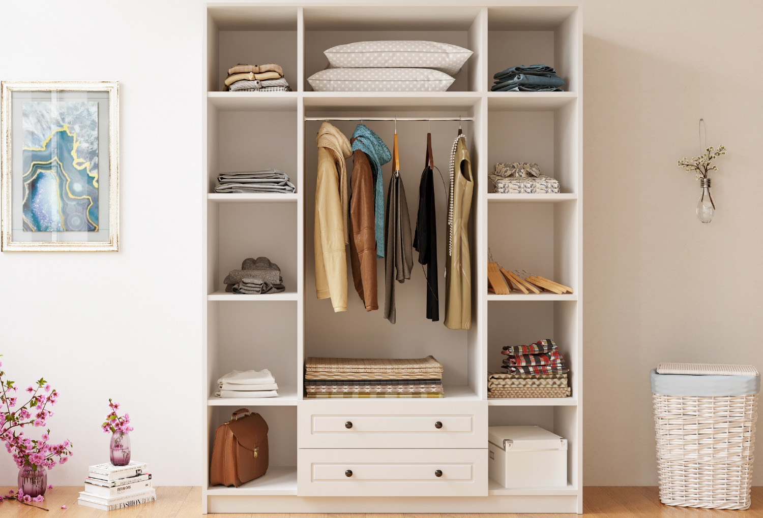 İzel Country 4 Door, 2 Drawer Wardrobe