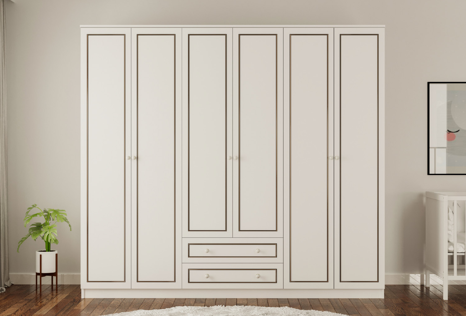 Grey Country 6 Door, 2 Drawer Wardrobe