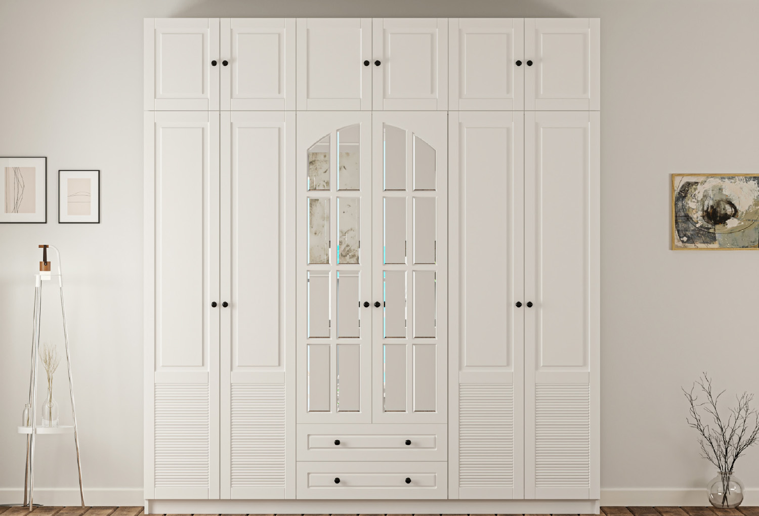 İzel Country 6 Door Wardrobe with 2 Drawers