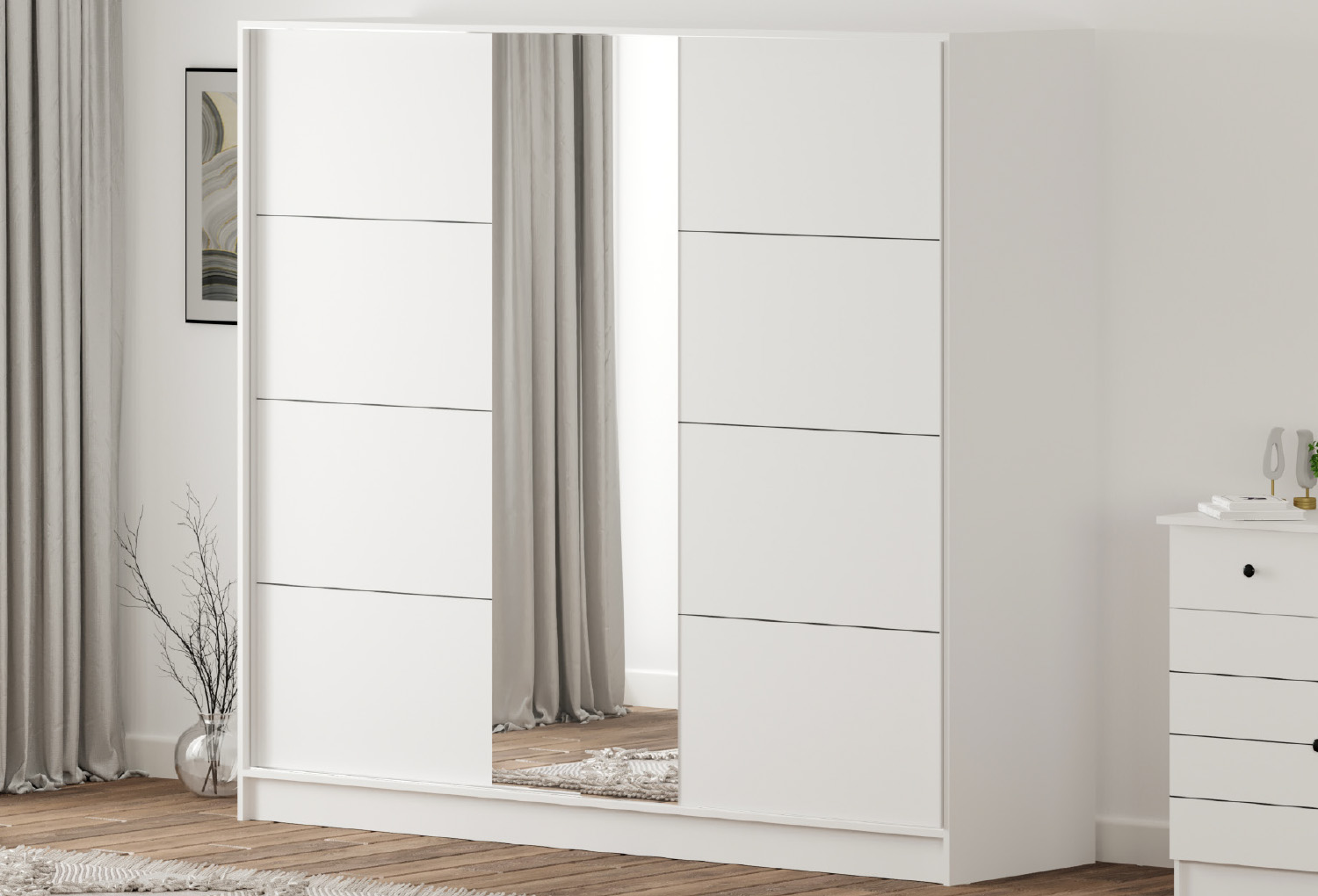 Masal Sliding Mirrored Mega Wardrobe