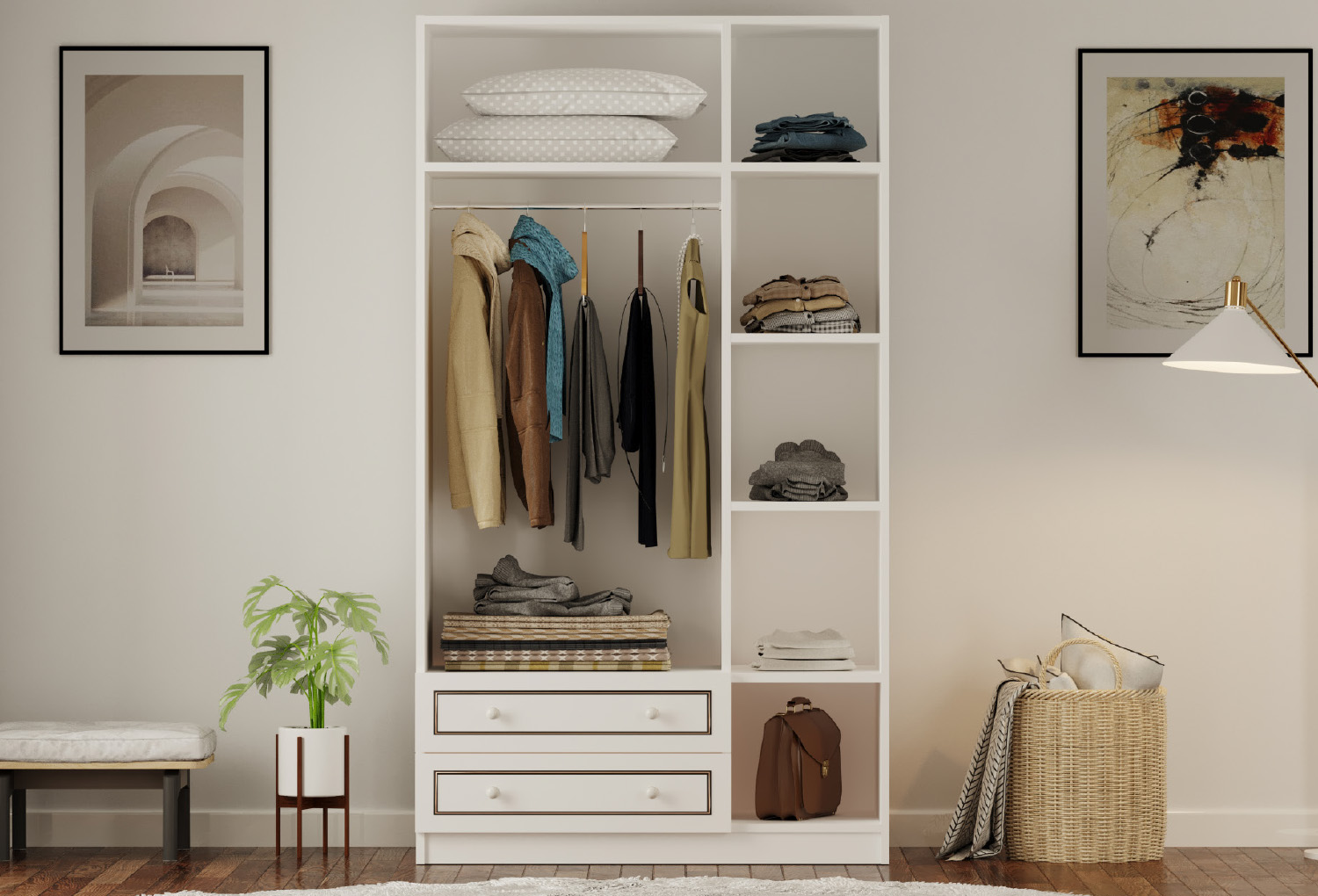 Grey Country 3 Door, 2 Drawer Wardrobe