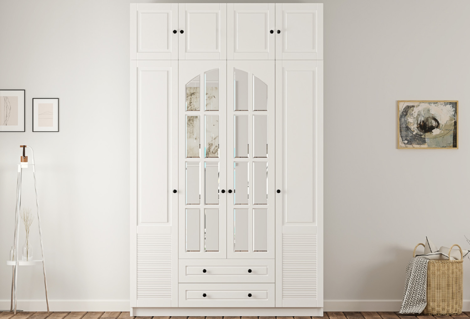 İzel Country 4 Door, 2 Drawer Wardrobe with Shelves