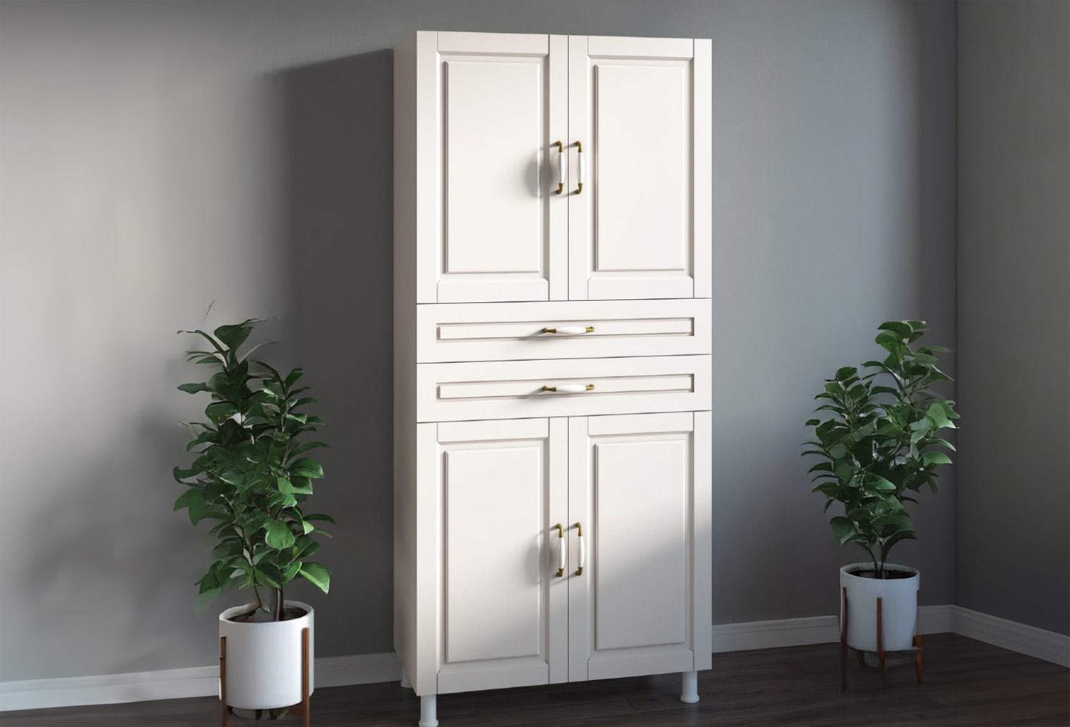 Multi-Purpose Cabinet with 4 Doors and 2 Drawers