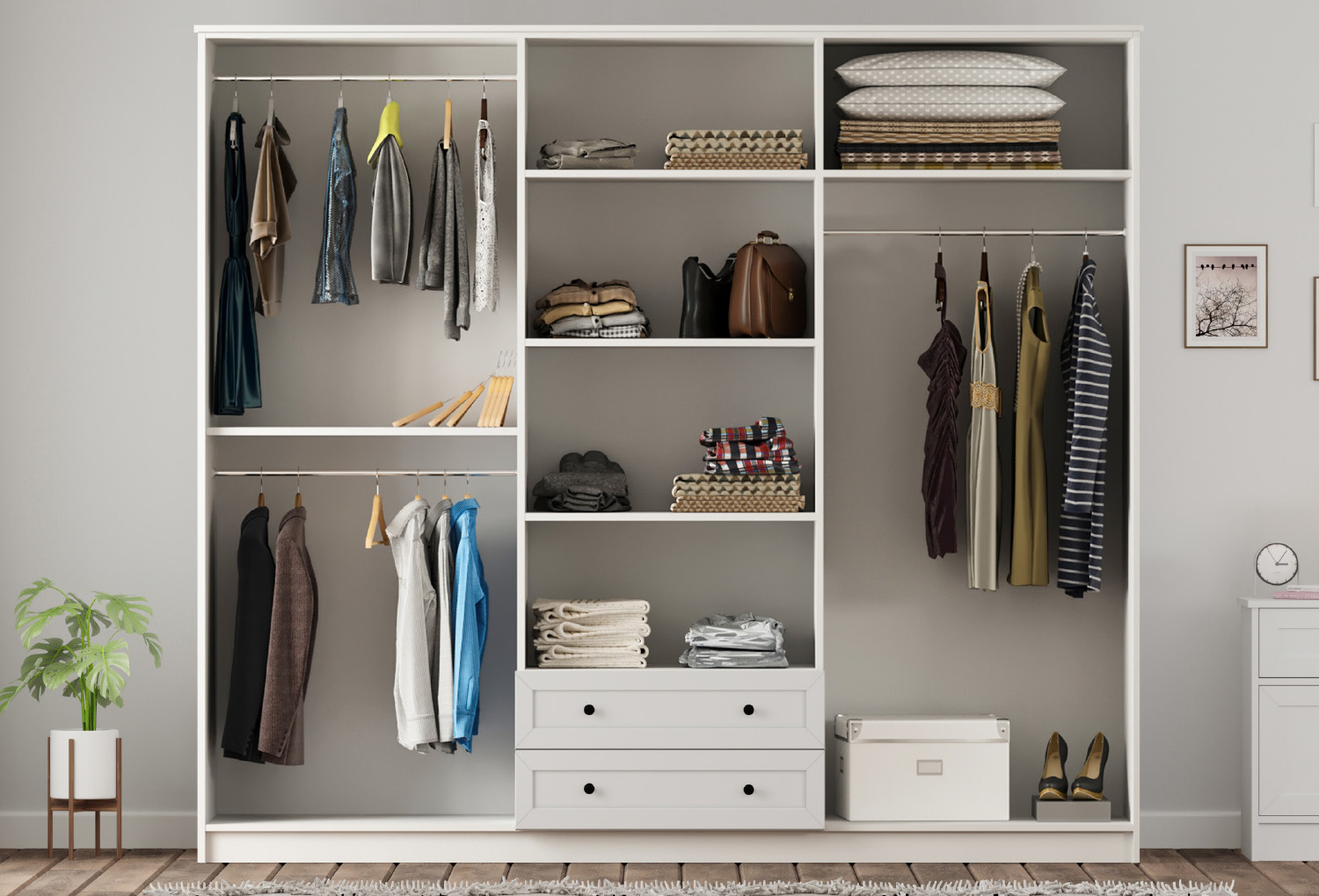 Rumy-S1 Country  6 Door, 2 Drawer Wardrobe