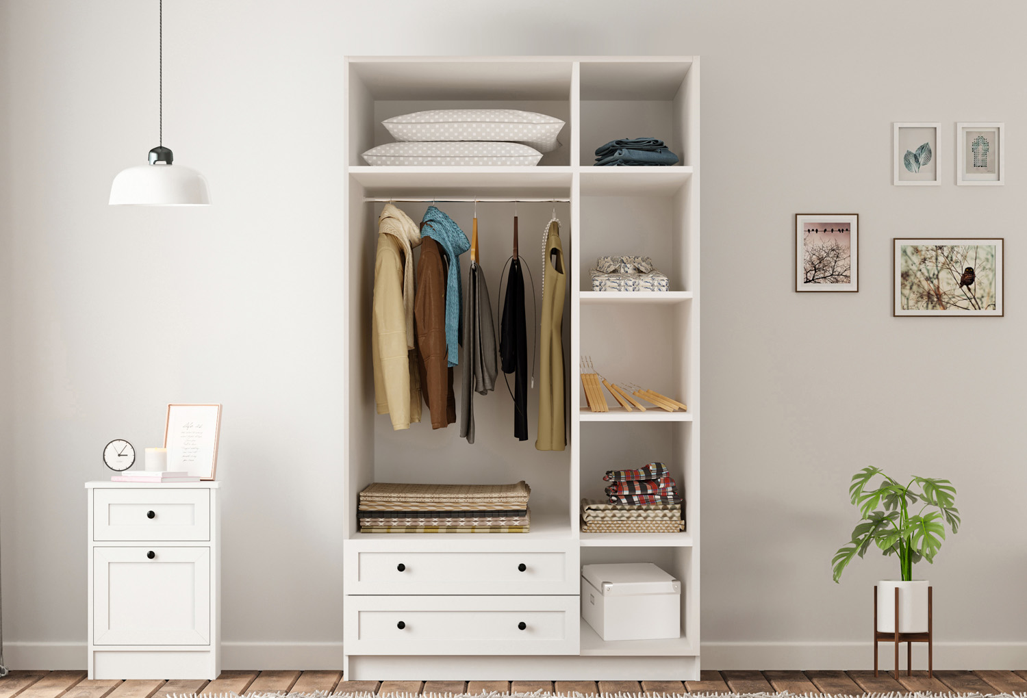 Rumy-S1 Country 3 Door, 2 Drawer Mirrored Wardrobe