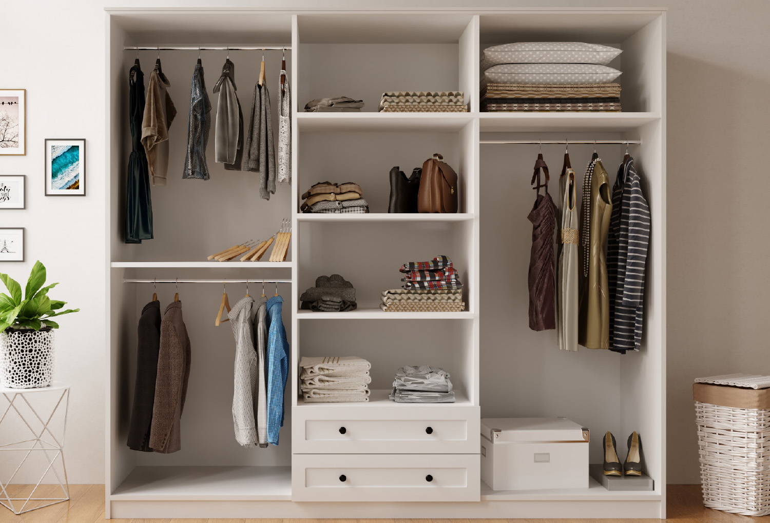 Estelya Country 6 Door, 2 Drawer Wardrobe