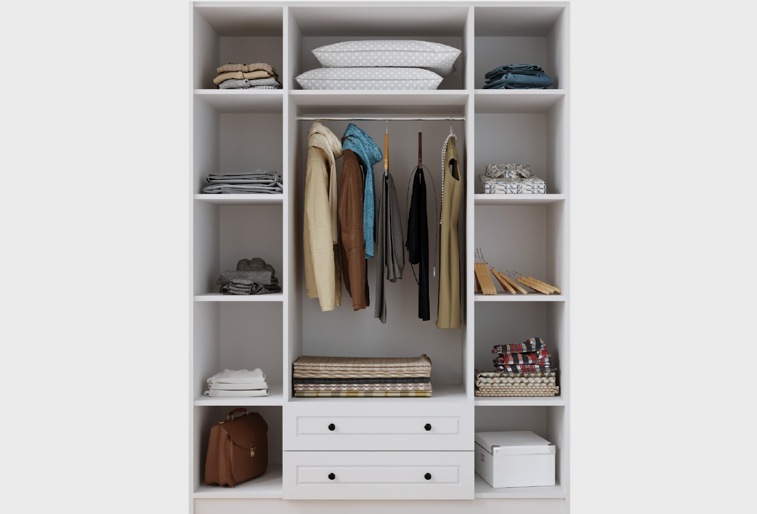 İzel Country 4 Door, 2 Drawer Wardrobe with Shelves