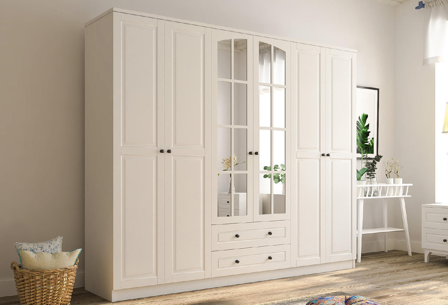Beyza Country 6 Door, 2 Drawer Wardrobe